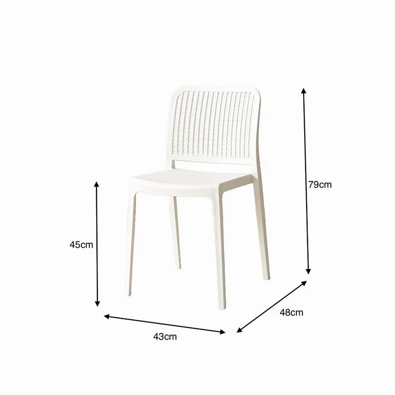Set de 4 Sillas Bronx , Blanco, con Espaldar en Cuadrados y Diseño Minimalista