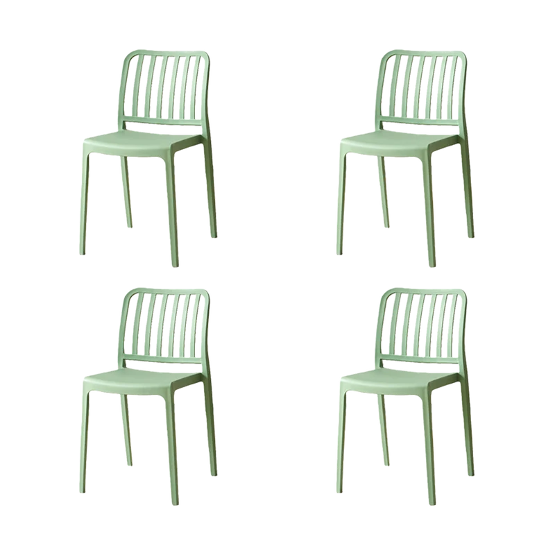 Set de 4 Sillas Brooklyn, Verde, con Espaldar en Rayas y Diseño Minimalista