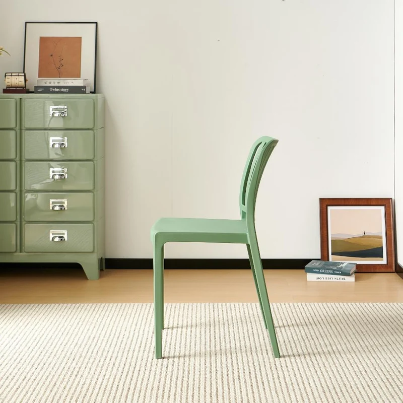 Set de 4 Sillas Brooklyn, Verde, con Espaldar en Rayas y Diseño Minimalista