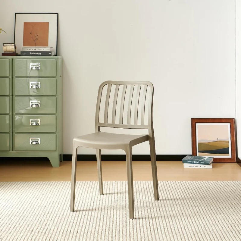 Set de 2 Sillas Brooklyn, Taupe, con Espaldar en Rayas y Diseño Minimalista