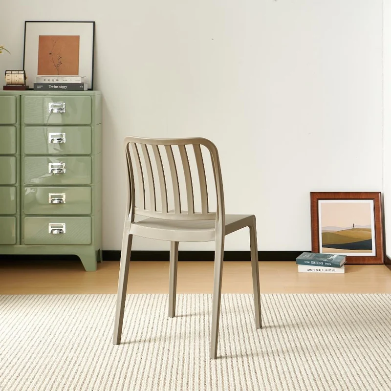 Set de 2 Sillas Brooklyn, Taupe, con Espaldar en Rayas y Diseño Minimalista