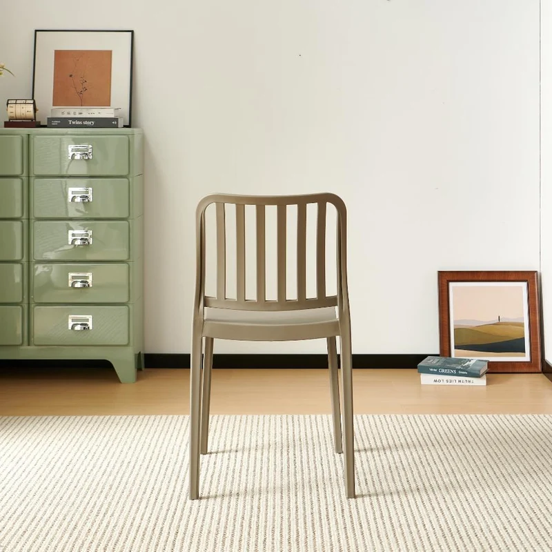 Set de 2 Sillas Brooklyn, Taupe, con Espaldar en Rayas y Diseño Minimalista