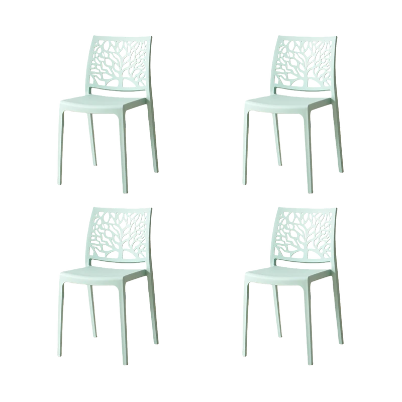 Set de 4 Sillas Harlem, Azul Claro, con Espaldar en Forma de Árbol y Diseño Minimalista