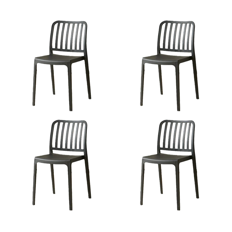 Set de 4 Sillas Brooklyn, Negro, con Espaldar en Rayas y Diseño Minimalista