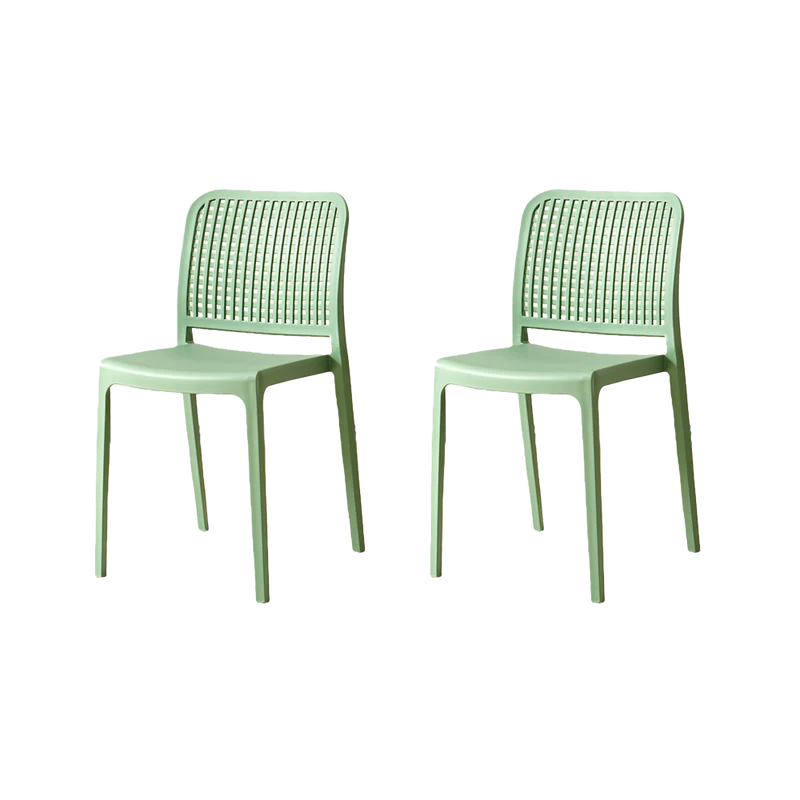 Set de 2 Sillas Bronx, Verde, con Espaldar en Cuadrados y Diseño Minimalista