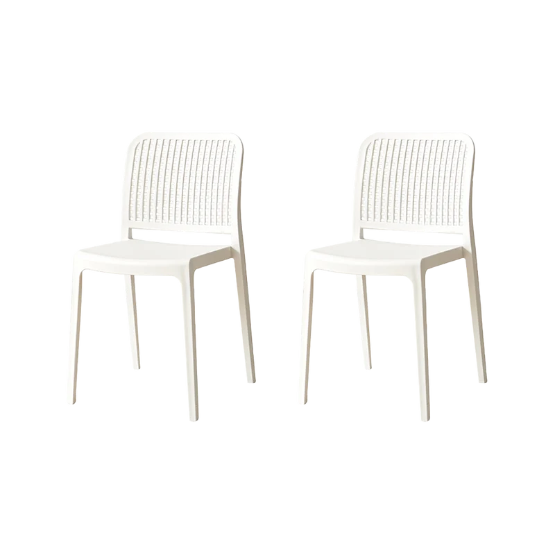Set de 2 Sillas Bronx, Blanco, con Espaldar en Cuadrados y Diseño Minimalista