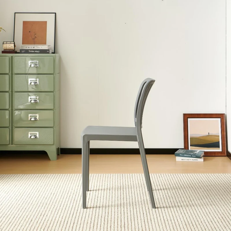 Set de 2 Sillas Brooklyn, Gris Oscuro, con Espaldar en Rayas y Diseño Minimalista