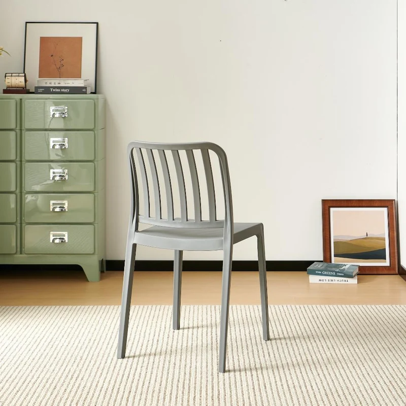 Set de 2 Sillas Brooklyn, Gris Oscuro, con Espaldar en Rayas y Diseño Minimalista