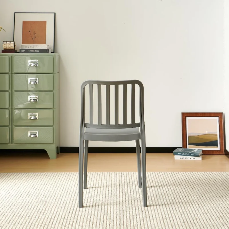 Set de 2 Sillas Brooklyn, Gris Oscuro, con Espaldar en Rayas y Diseño Minimalista
