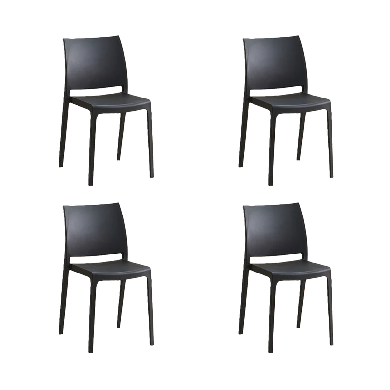 Set de 4 Sillas Soho, Negro, con Espaldar Cerrado y Diseño Minimalista