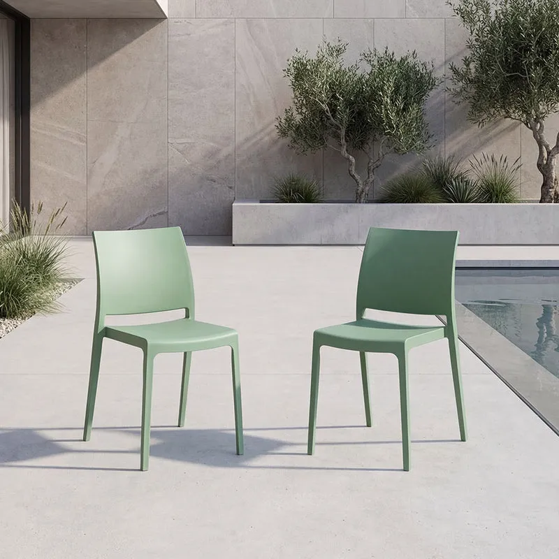 Set de 2 Sillas Soho, Verde, con Espaldar Cerrado y Diseño Minimalista