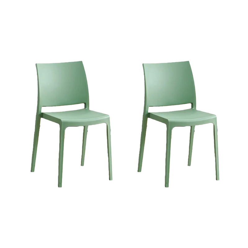 Set de 2 Sillas Soho, Verde, con Espaldar Cerrado y Diseño Minimalista