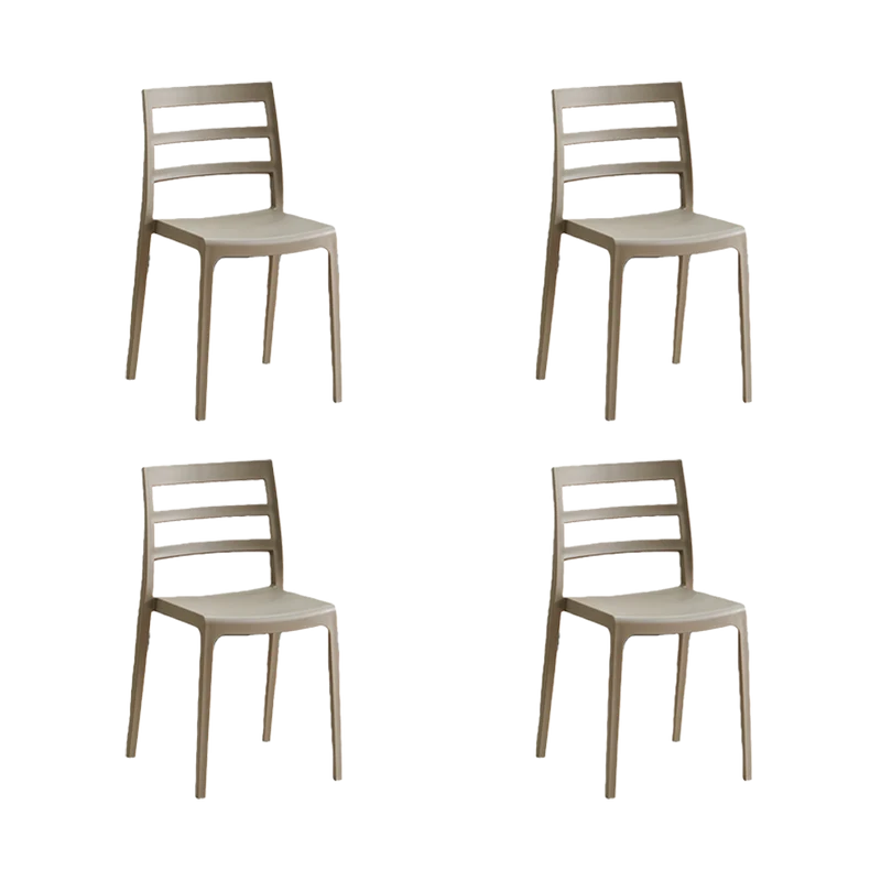 Set de 4 Sillas New York, Taupe, con Espaldar en Líneas y Diseño Minimalista
