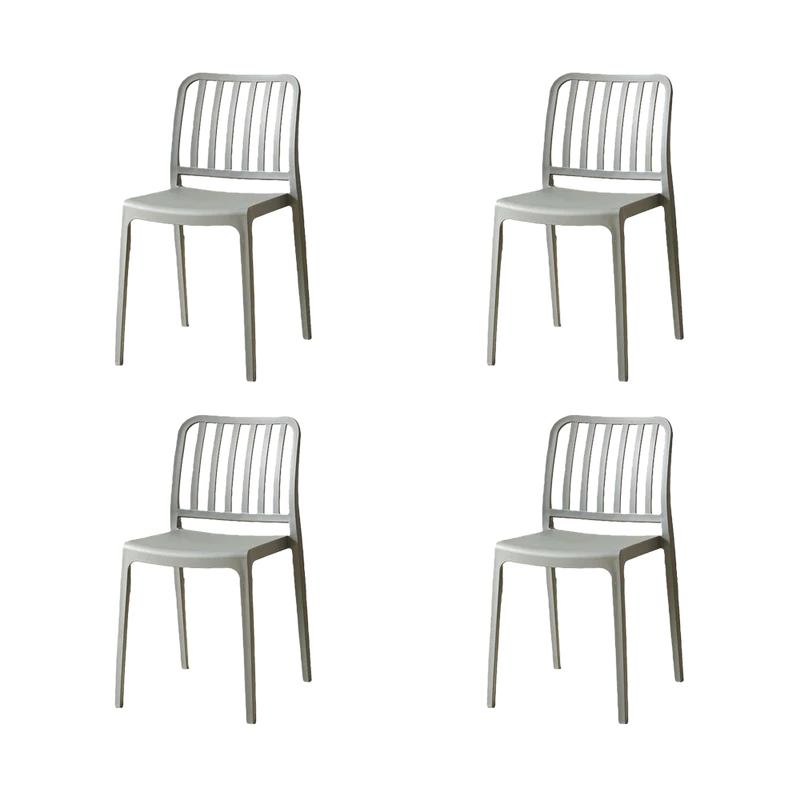 Set de 4 Sillas Brooklyn, Gris Oscuro, con Espaldar en Rayas y Diseño Minimalista
