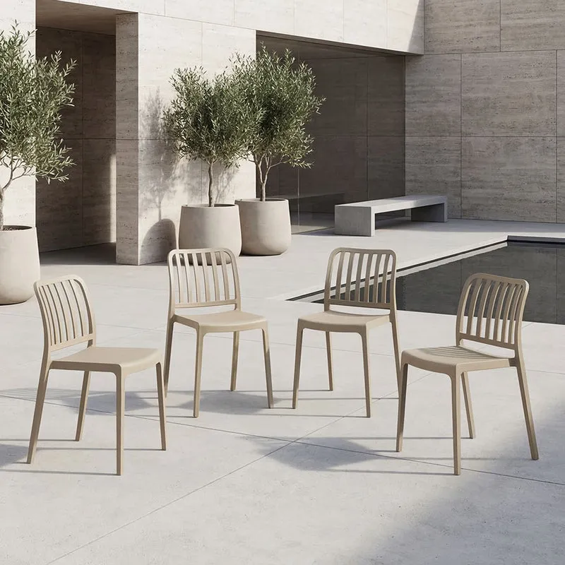 Set de 4 Sillas Brooklyn, Taupe, con Espaldar en Rayas y Diseño Minimalista