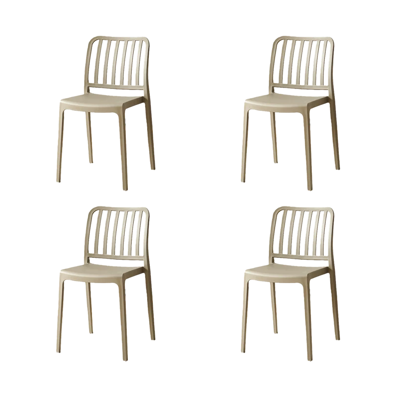 Set de 4 Sillas Brooklyn, Taupe, con Espaldar en Rayas y Diseño Minimalista