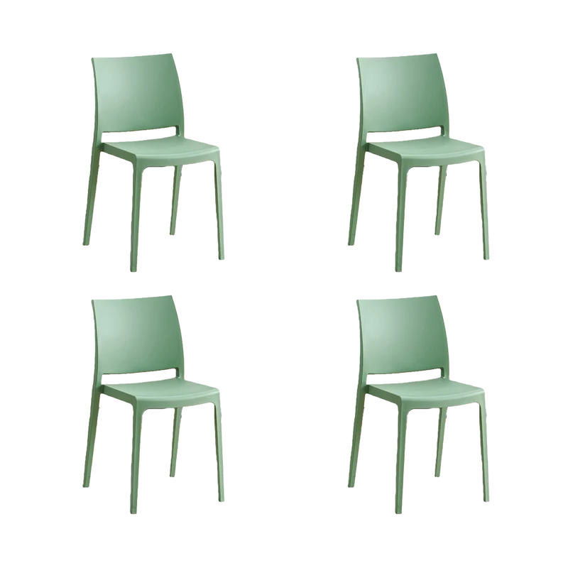 Set de 4 Sillas Soho, Verde, con Espaldar Cerrado y Diseño Minimalista