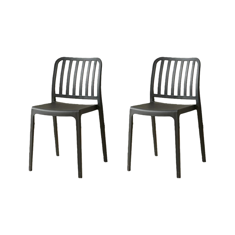 Set de 2 Sillas Brooklyn, Negro, con Espaldar en Rayas y Diseño Minimalista