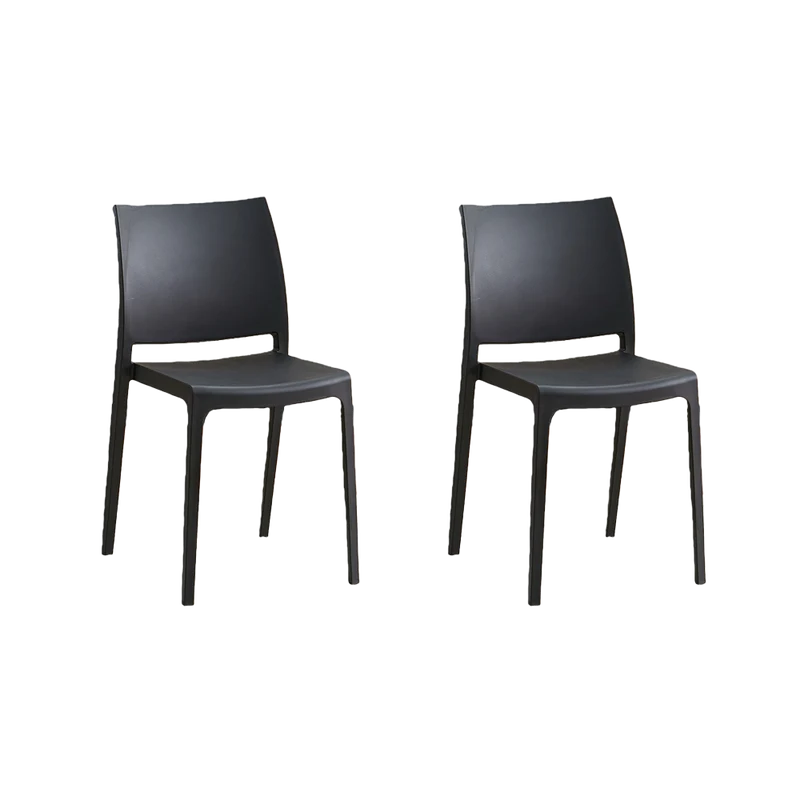 Set de 2 Sillas Soho, Negro, con Espaldar Cerrado y Diseño Minimalista