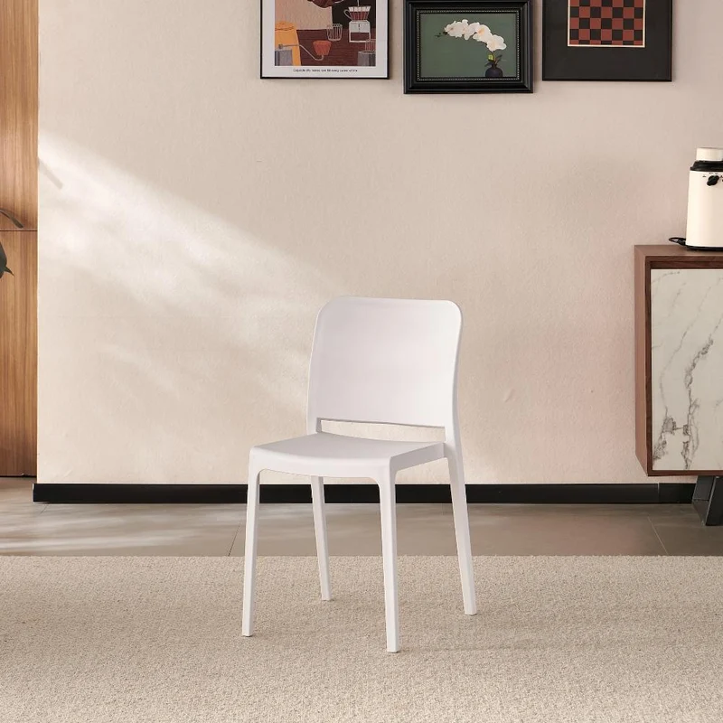 Set de 2 Sillas Triveca, Blanco, con Espaldar Cerrado y Diseño Minimalista