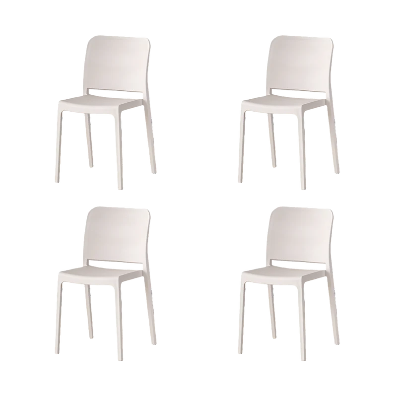Set de 4 Sillas Triveca, Blanco, con Espaldar Cerrado y Diseño Minimalista
