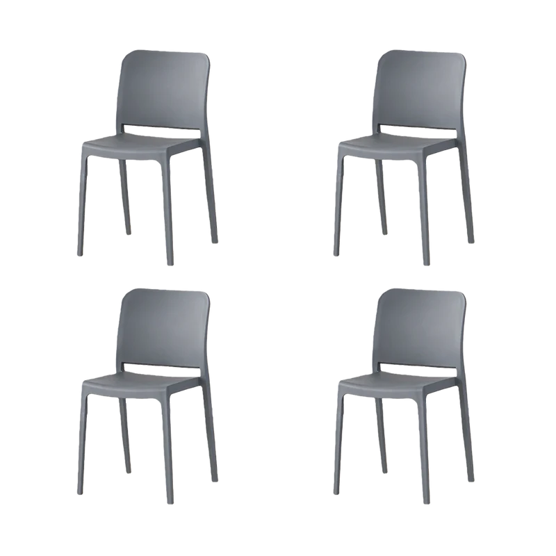 Set de 4 Sillas Triveca, Gris Oscuro, con Espaldar Cerrado y Diseño Minimalista