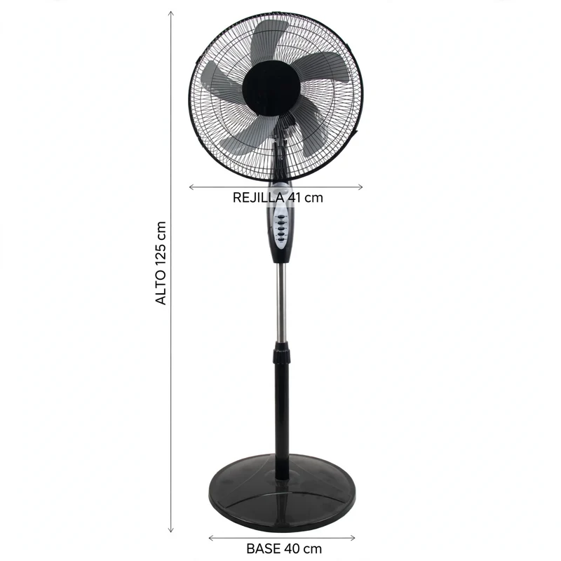 Ventilador Savoy 16, Negro, con temporizador y 3 Velocidades, Incluye Control Remoto