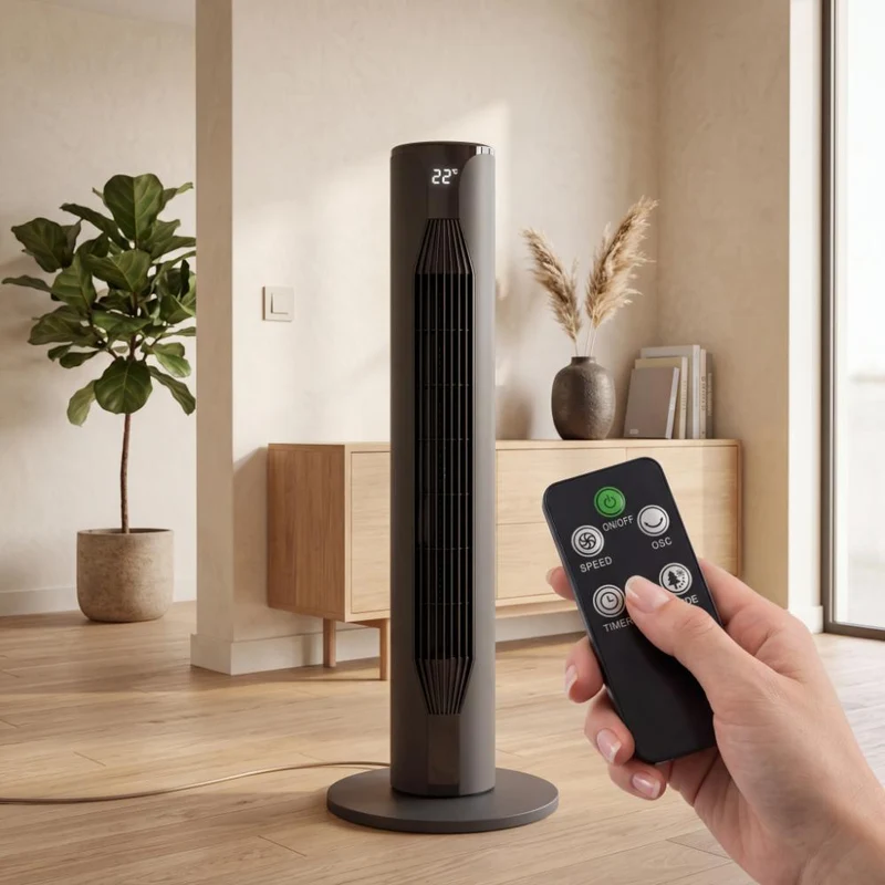 Ventilador De Torre Zenin 36, Negro, Con temporizador Incluye Control Remoto