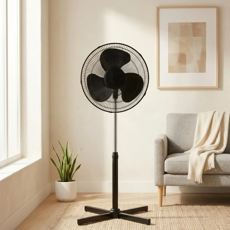 Ventilador Vertex 16, Negro, con Base en cruz, 3 Velocidades y 3 Aspas