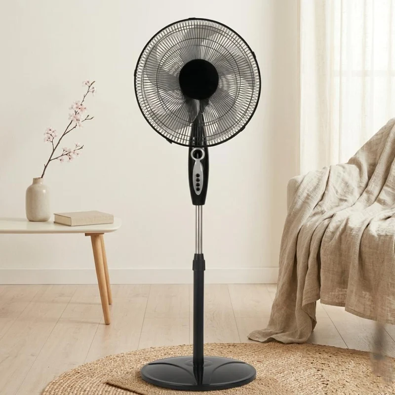 Ventilador Regency 16, Negro, En Pedestal, Con Temporizador y 3 Velocidades