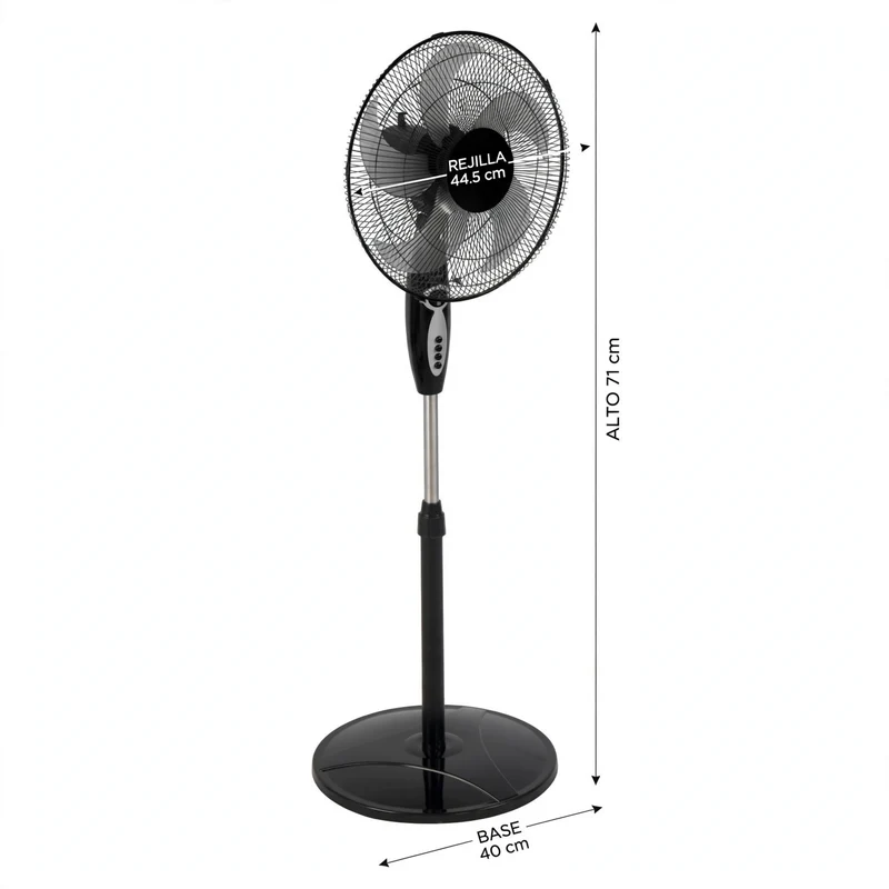 Ventilador Regency 16, Negro, En Pedestal, Con Temporizador y 3 Velocidades