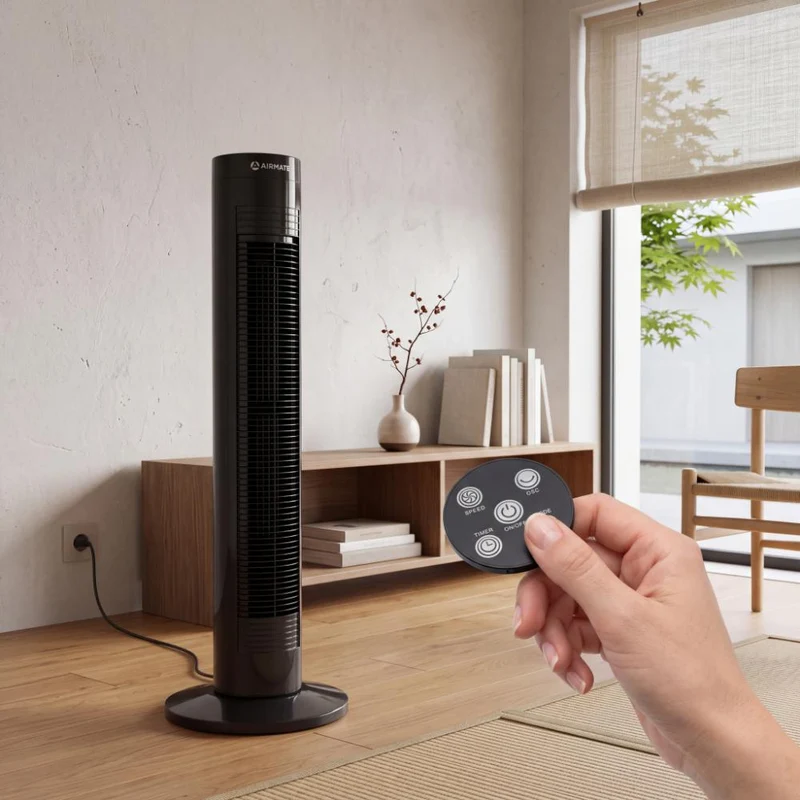 Ventilador De Torre Apex 32, Negro, Con temporizador Incluye Control Remoto