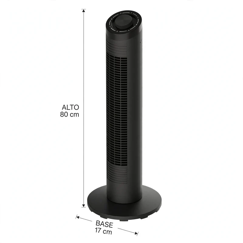 Ventilador De Torre Ventus 32, Negro, Con temporizador Incluye Control Remoto