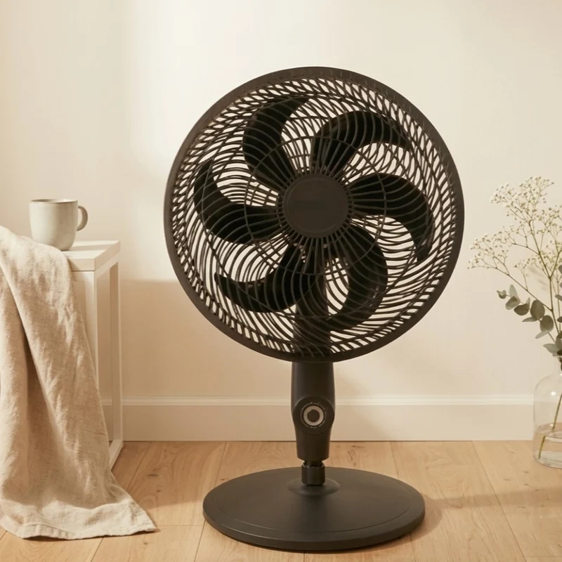 Ventilador Veronil 18, Negro, con Base en cruz, 3 Velocidades y 6 Aspas, 3 en 1