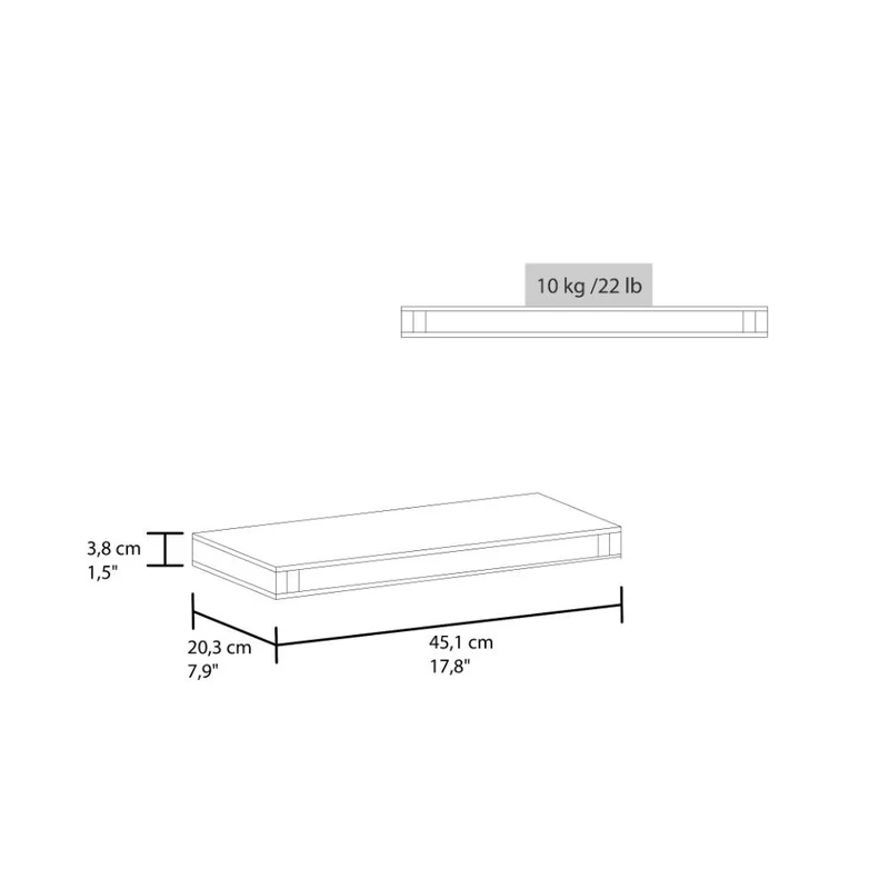 Repisa Flotante Lira X2, Wengue, con Espacio para Ubicar Objetos ZF