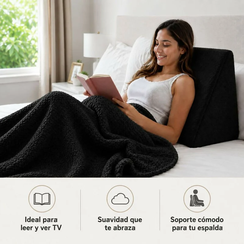 Combo Cojin Tv + Cobija Negro