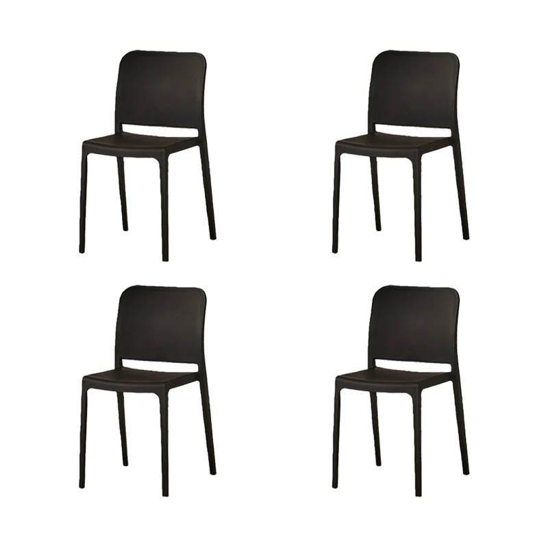 Set de 4 Sillas Triveca, Negro, con Espaldar Cerrado y Diseño Minimalista