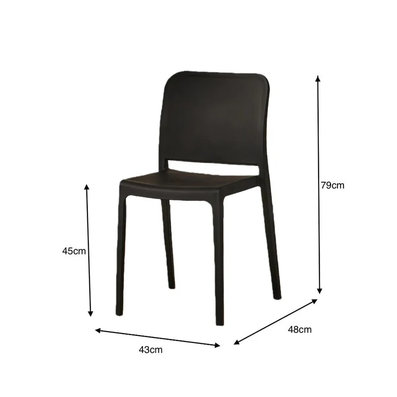 Set de 2 Sillas Triveca, Negro, con Espaldar Cerrado y Diseño Minimalista