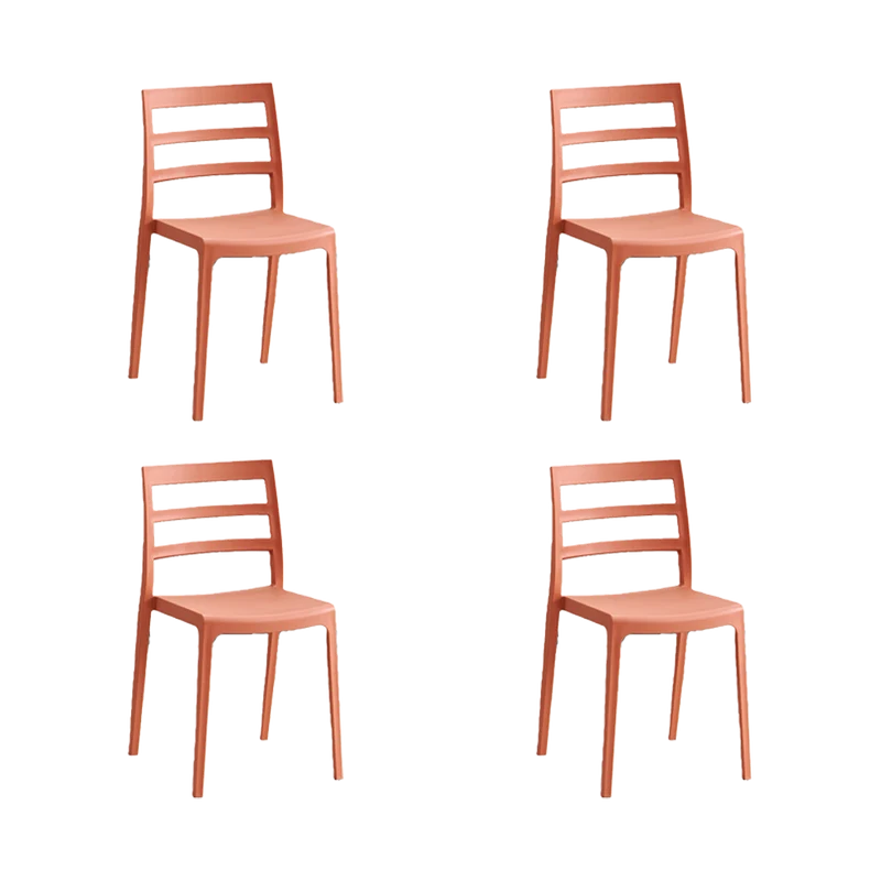 Set de 4 Sillas New York, Terracota, con Espaldar en Líneas y Diseño Minimalista