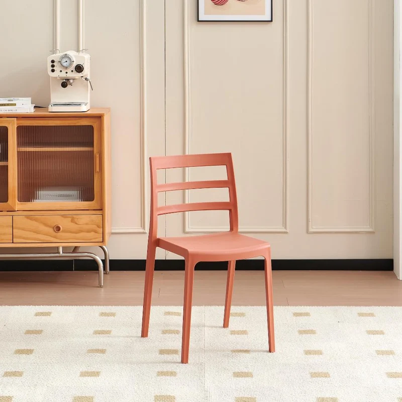 Set de 2 Sillas New York, Terracota, con Espaldar en Líneas y Diseño Minimalista