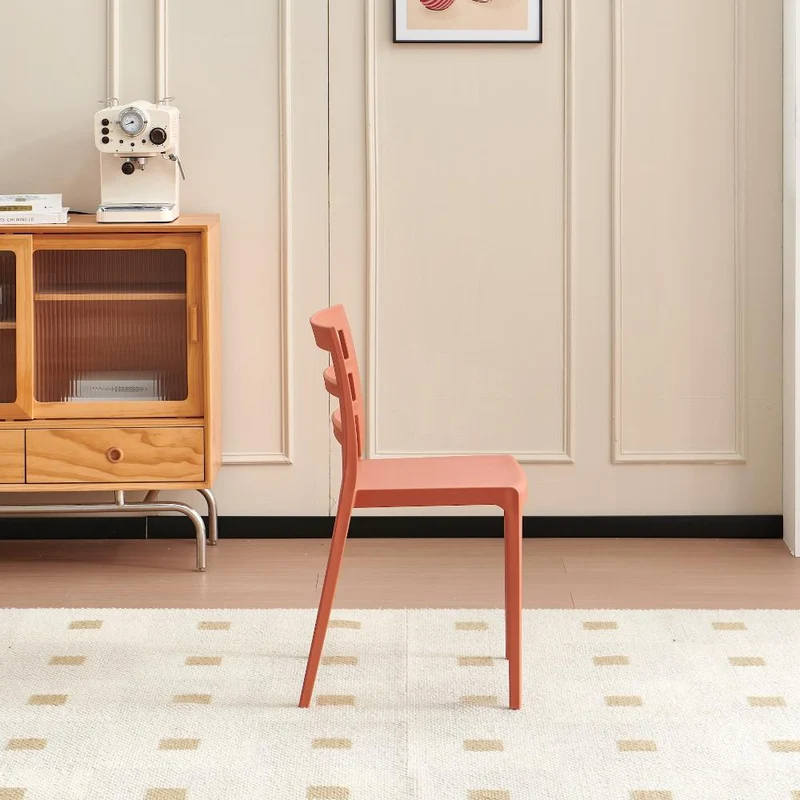 Set de 2 Sillas New York, Terracota, con Espaldar en Líneas y Diseño Minimalista