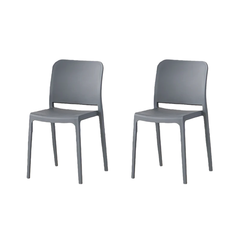 Set de 2 Sillas Triveca, Gris Oscuro, con Espaldar Cerrado y Diseño Minimalista