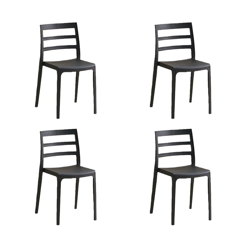 Set de 4 Sillas New York, Negro, con Espaldar en Líneas y Diseño Minimalista