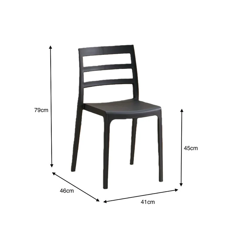Set de 2 Sillas New York, Negro, con Espaldar en Líneas y Diseño Minimalista