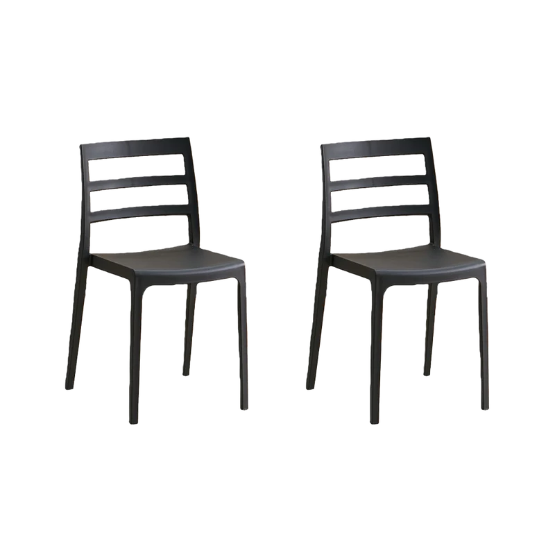 Set de 2 Sillas New York, Negro, con Espaldar en Líneas y Diseño Minimalista