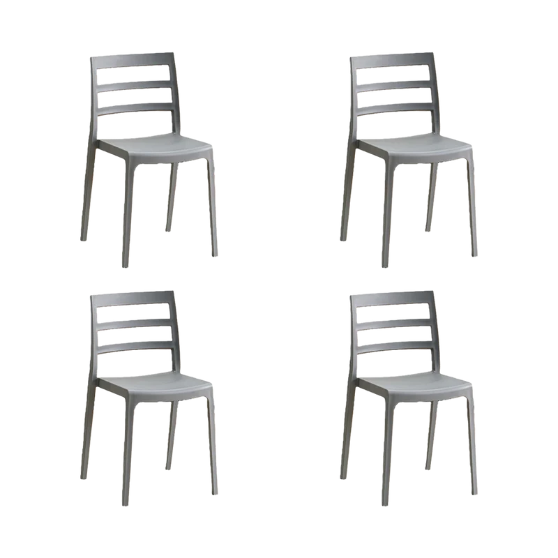 Set de 4 Sillas New York, Gris Oscuro, con Espaldar en Líneas y Diseño Minimalista