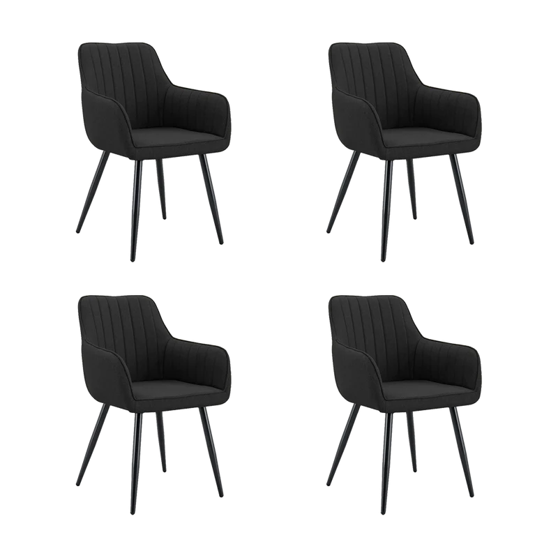 Set de 4 Sillas Neo, Color Negro, con Espaldar y Diseño Moderno