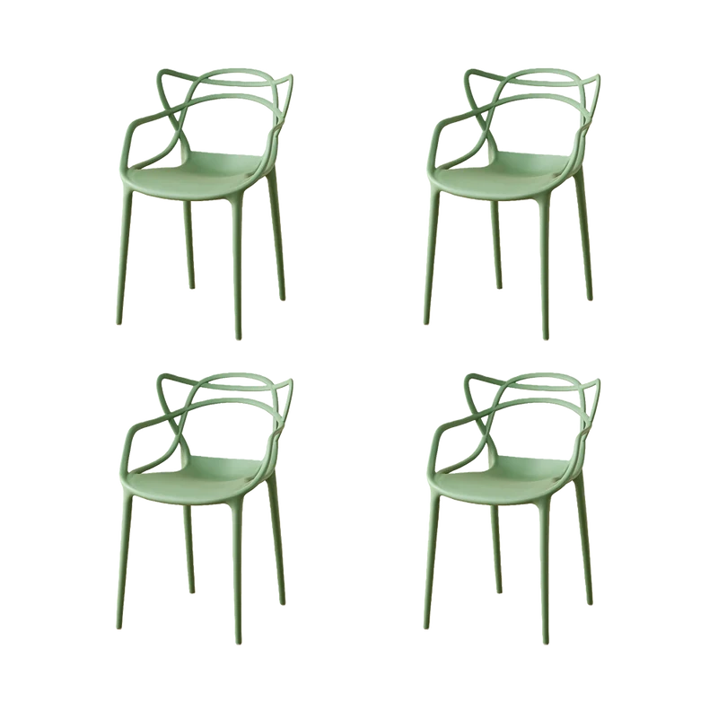 Set de 4 Sillas Palermo, Color Verde, con Espaldar y Diseño Moderno