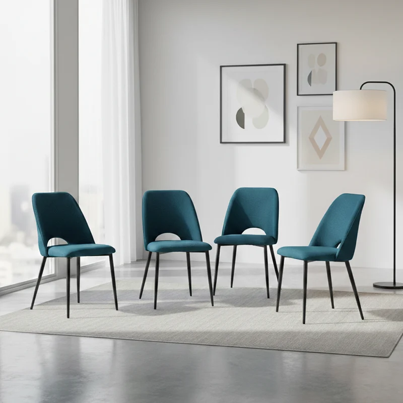 Set de 4 Sillas Urban, Color Azul, con Espaldar y Diseño Moderno