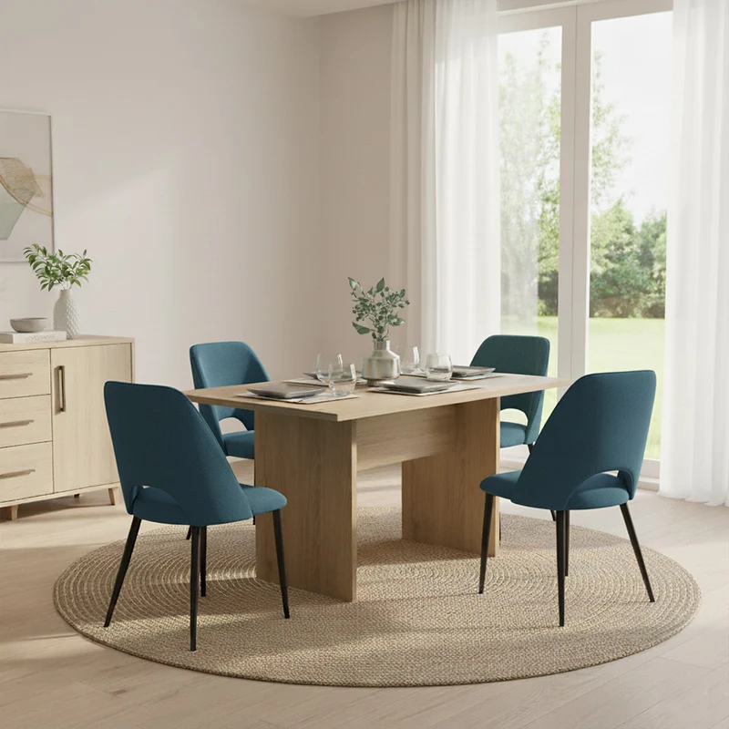Set de 4 Sillas Urban, Color Azul, con Espaldar y Diseño Moderno